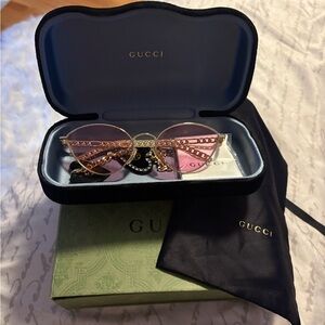 Gucci Women's Sunglasses in Pink and Gold